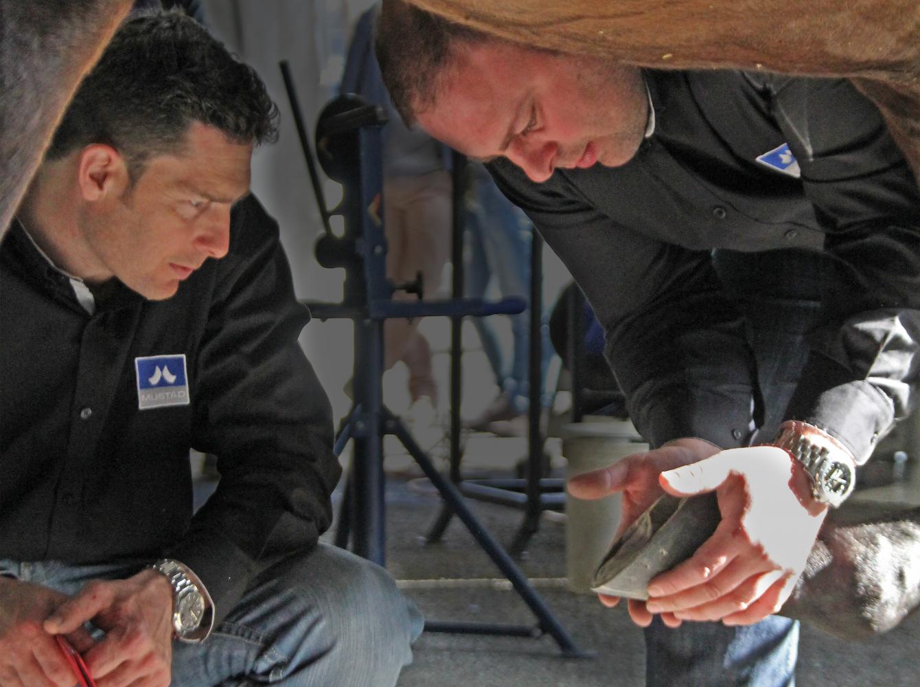 2 farriers discussing a shoeing solution